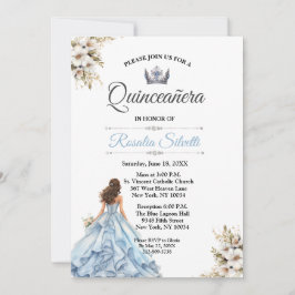 Invitación Elegante Quinceanera moderna azul y plateado
