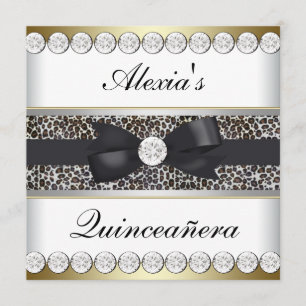 Invitación Elegante quinceañera negra y dorada