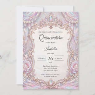 Invitación Elegante Quinceañera Princesa Iridescente