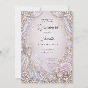Invitación Elegante Quinceañera Princesa Iridescente