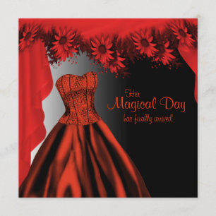 Invitación Elegante Quinceanera Roja