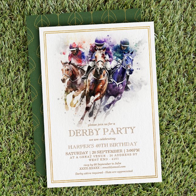 Invitación Elegante Race Horse Derby Fiesta Cumpleaños (Saddle up! Join us for a derby extravaganza with our fantastic derby invitation. )