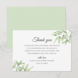 Invitación Elegante rama de olivo. Boda simple Gracias