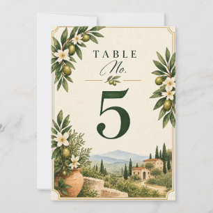 Invitación Elegante rama de olivo mediterránea para número de