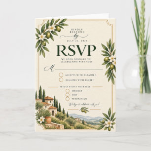 Invitación Elegante rama de olivo mediterránea para RSVP de b