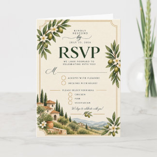 Invitación Elegante rama de olivo mediterránea para RSVP de b