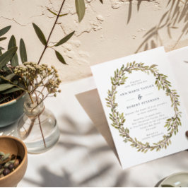 Invitación Elegante rama de olivo Wreath Wedting