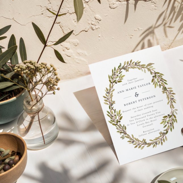 Invitación Elegante rama de olivo Wreath Wedting (Subido por el creador)