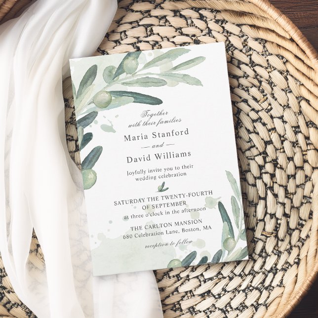 Invitación Elegante rama de ramita de olivo para boda (Subido por el creador)