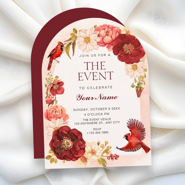 Invitación Elegante rama floral pájaro  (Subido por el creador)