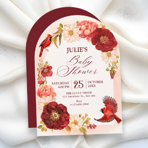 Invitación Elegante rama floral pájaro shower de bebé