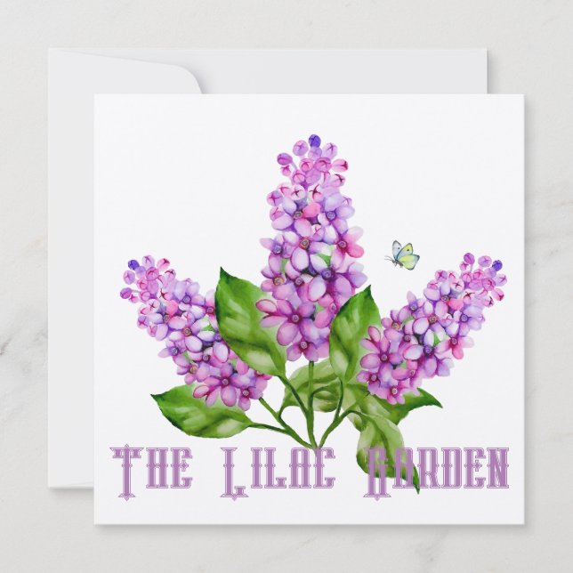 Invitación Elegante rama lila acuarela (Anverso)