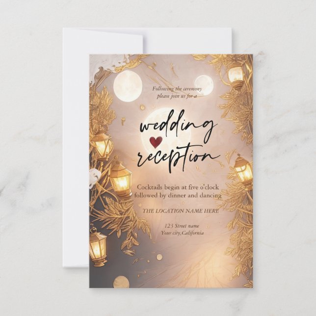 Invitación Elegante ramas recepción de farolillos rústicos (Anverso)