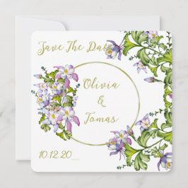 Invitación Elegante ramo de aquilegias acuarela