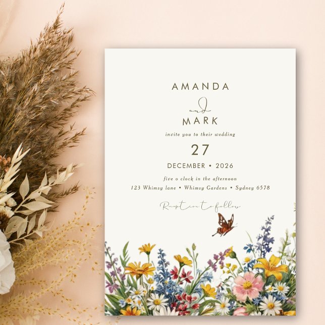 Invitación Elegante ramo de flores silvestres en flor Invitac (Subido por el creador)