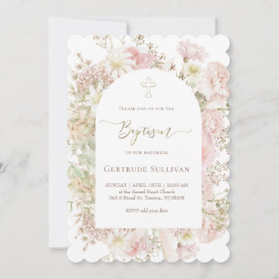 Invitación elegante ramo de niña Bautizo