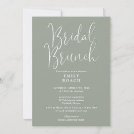 Invitación Elegante Ramo Nupcial de Letra Script Verde Salvia