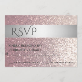 Invitación Elegante raya de plata purpurinoso moderna RSPV