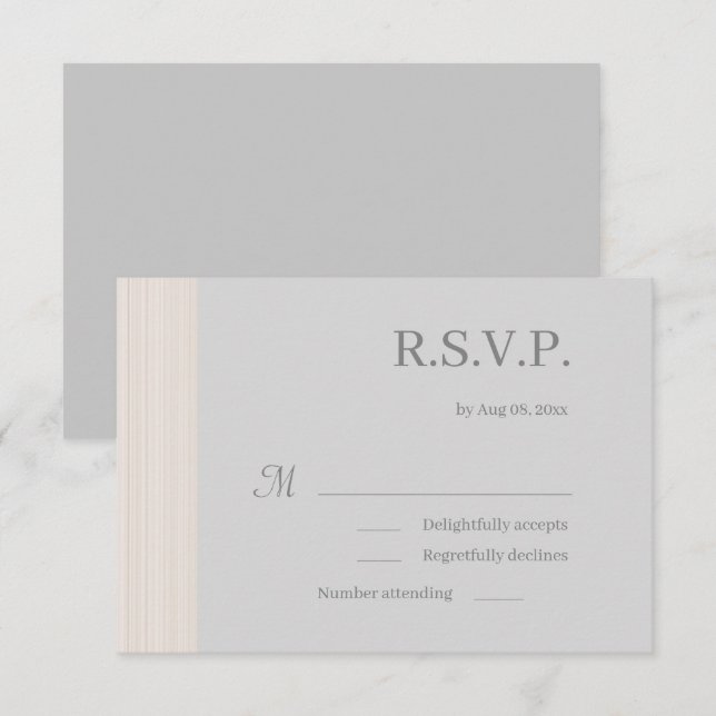 Invitación Elegante rayas de grano de madera gris claro Boda  (Anverso / Reverso)
