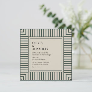 Invitación Elegante rayas verdes simple Boda