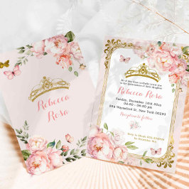 Invitación Elegante Real Crown Rubor Pink Gold Quinceañera