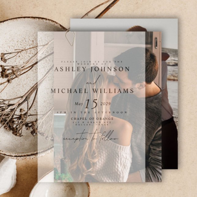 Invitación Elegante Real Vellum Overlay Moderno 2 Photo Boda (Subido por el creador)