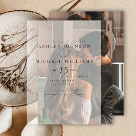 Invitación Elegante Real Vellum Overlay Moderno 3 Photo Boda