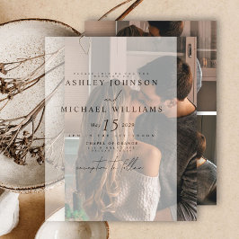 Invitación Elegante Real Vellum Overlay Moderno 4 Photo Boda