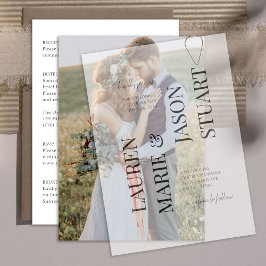 Invitación Elegante Real Vellum Overlay Simple Photo Boda