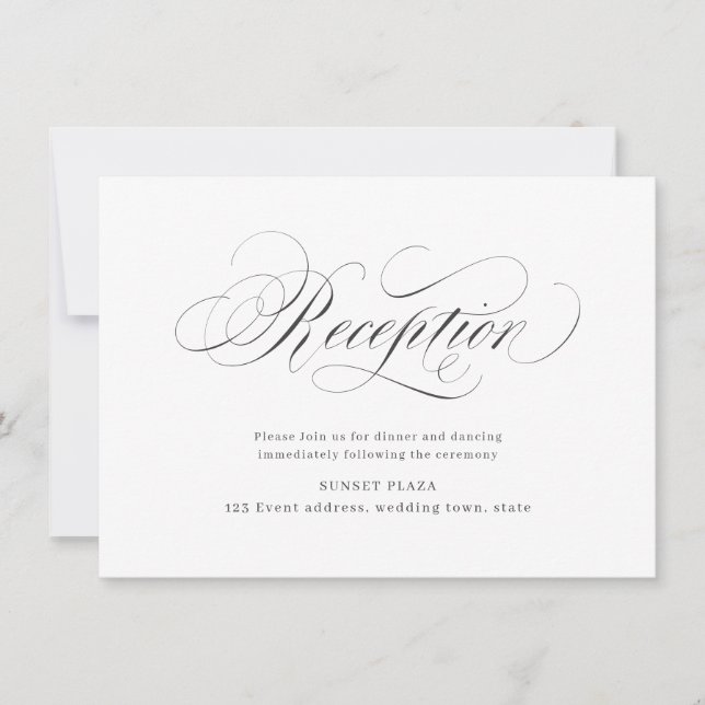 Invitación Elegante recepción clásica de la boda de caligrafí (Anverso)