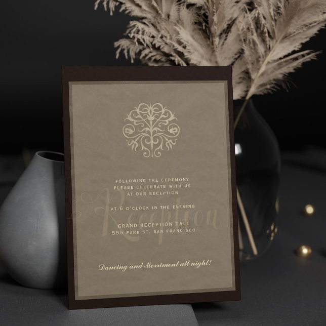 Invitación Elegante recepción clásica de marfil para bodas ne (Subido por el creador)