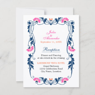 Invitación Elegante recepción con flores de hojas y baños