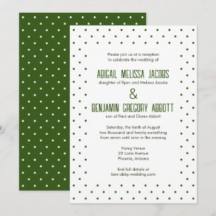 Invitación Elegante recepción con puntos de Polka Verde y Bla