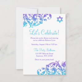Invitación Elegante recepción de Bat Mitzvah Verde azulada Mo