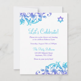 Invitación Elegante recepción de Bat Mitzvah Verde azulada Mo