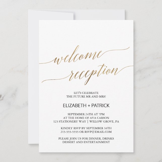 Invitación Elegante recepción de bienvenida con caligrafía do (Anverso)