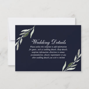 Invitación Elegante recepción de Boda Azul de la Marina de Ho