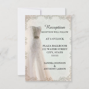 Invitación Elegante recepción de boda blanca, vestido Boda