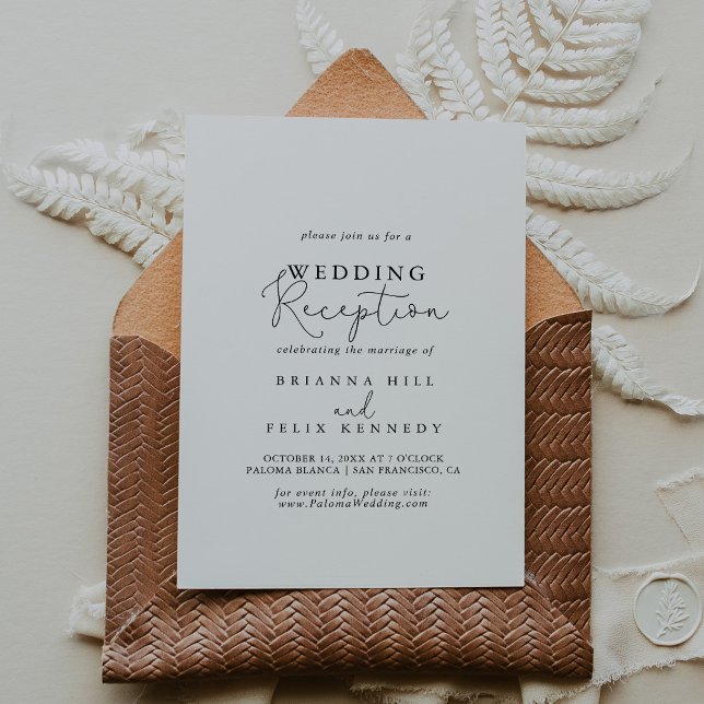 Invitación Elegante Recepción de Boda con Caligrafía Simple   (Subido por el creador)