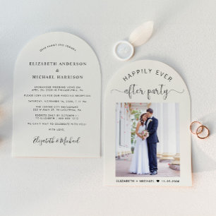 Invitación Elegante recepción de boda con crema de arca fotog