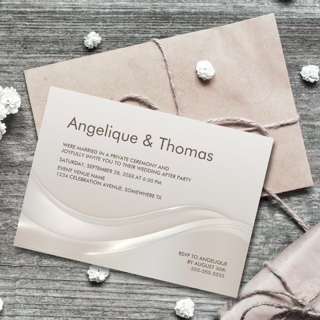 Invitación Elegante recepción de boda crema (Subido por el creador)