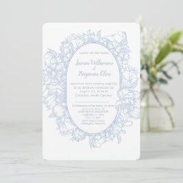 Invitación Elegante Recepción de Boda de Casa Abierta en Azul