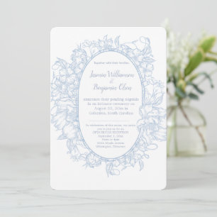 Invitación Elegante Recepción de Boda de Casa Abierta en Azul
