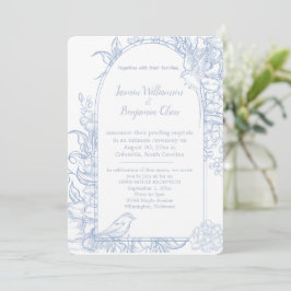 Invitación Elegante Recepción de Boda de Casa Abierta en Azul