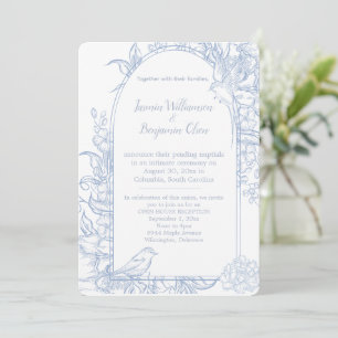 Invitación Elegante Recepción de Boda de Casa Abierta en Azul