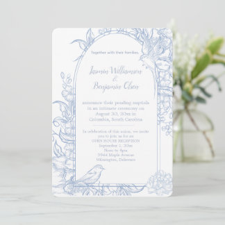 Invitación Elegante Recepción de Boda de Casa Abierta en Azul