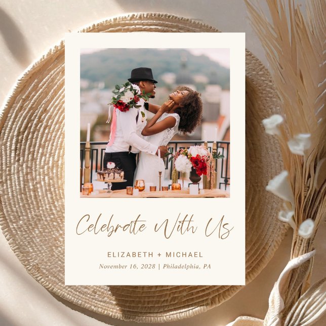 Invitación Elegante recepción de Boda de Oro con Crema de Fot (A chic wedding reception invitation to set the tone for an unforgettable event)