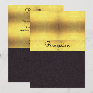 Invitación Elegante Recepción de Boda en Oro y Negro