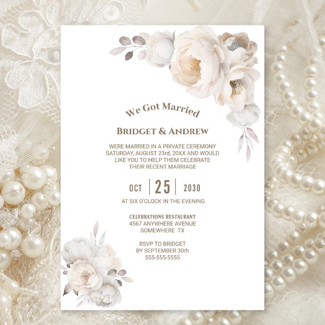Invitación Elegante recepción de boda floral crema (Subido por el creador)