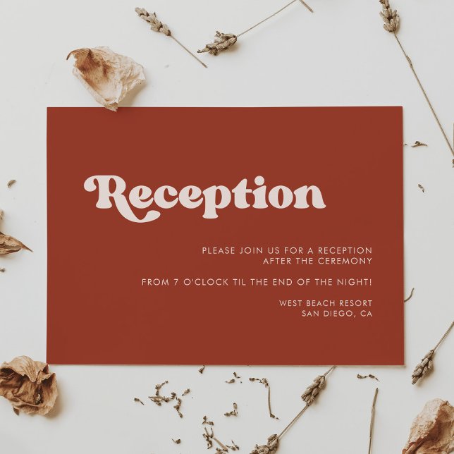 Invitación Elegante recepción de boda retro en terracota (Subido por el creador)